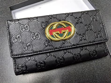 gucci wallet women black with white|gucci long wallet women.